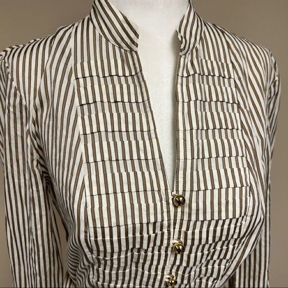 Jones New York pleated front striped button down. S - Picture 2 of 7